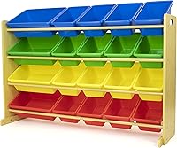 Vista 16 de Humble Crew Organizador de juguetes extra grande con 20 contenedores de plástico – Estantería de almacenamiento gris/blanco con estantes de 4