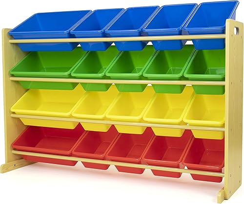 Humble Crew - Organizador de juguetes extragrande con 20 contenedores de almacenamiento, en colores naturales y primarios