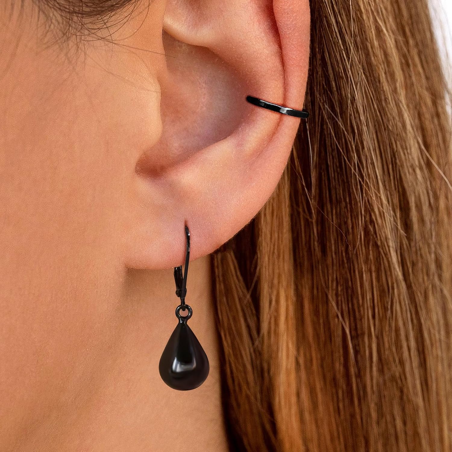 14K Gold Earring Cross Waterdrop Butterfly Heart Knot Earrings for Women Gold Silver Cross Leverback Drop Gold Silver Teardrop Hoop Dangle Earring White Gold Dangle Drop Earring - Image 4