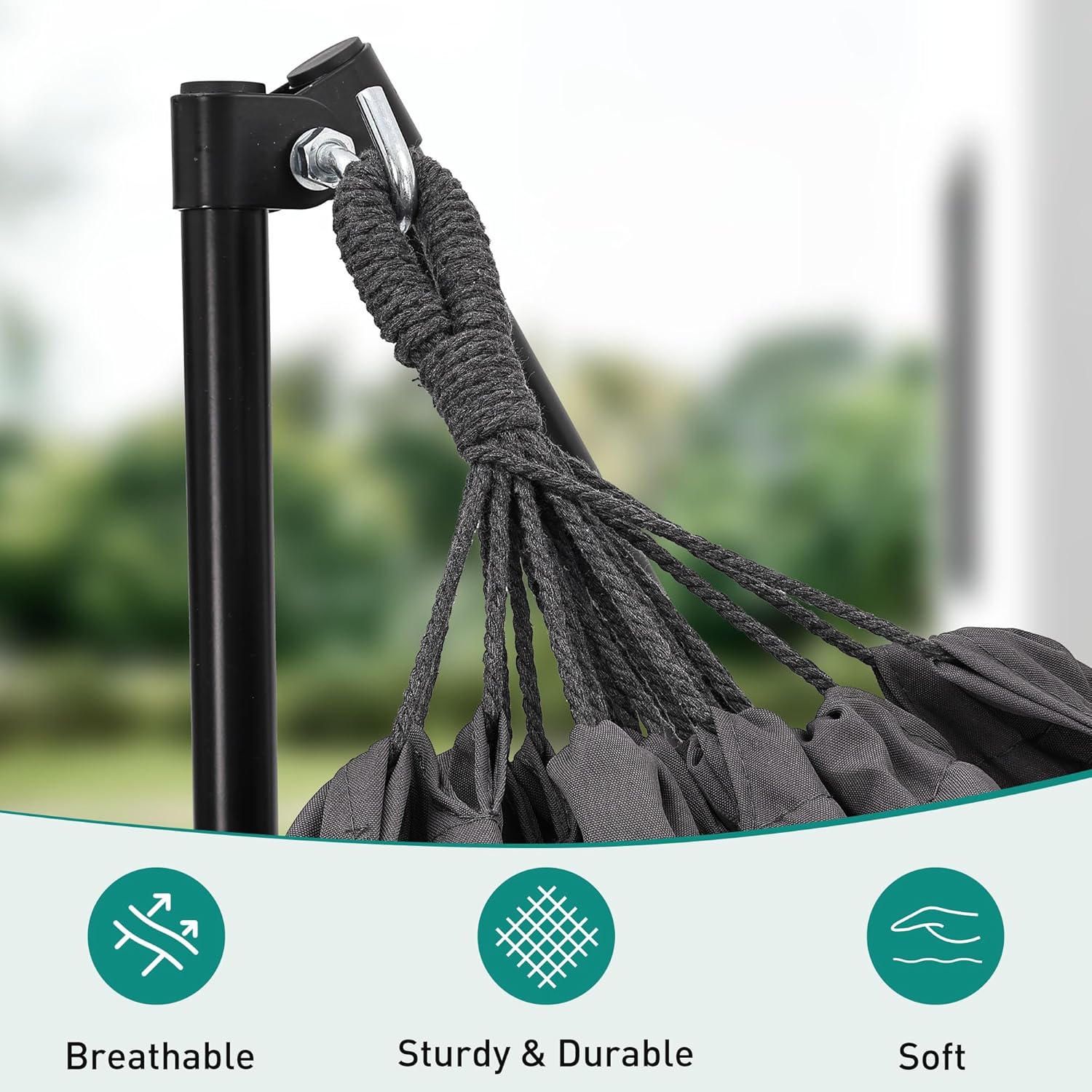Ainfox Hammock with Foldable Stand, 2 in 1 Hammock and Swinging Chair with Carrying Bag, Portable Camping Chair Suitable for Outside, Swing,Patio,Garden,Camping Trip Grey