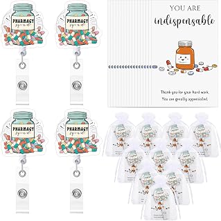 8 Sets Pharmacist Gifts for Women Retractable Work Badge Holder Technician Badge Holder ID Retractable Name Clip Nursing Instructor Gifts for Pharmacy Week Medical Assistant Office Work