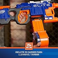Vista 4 de Nerf HyperFire Elite Blaster motorizado, tambor de 25 dardos, dispara hasta 5 dardos por segundo, incluye 25 dardos oficiales Elite