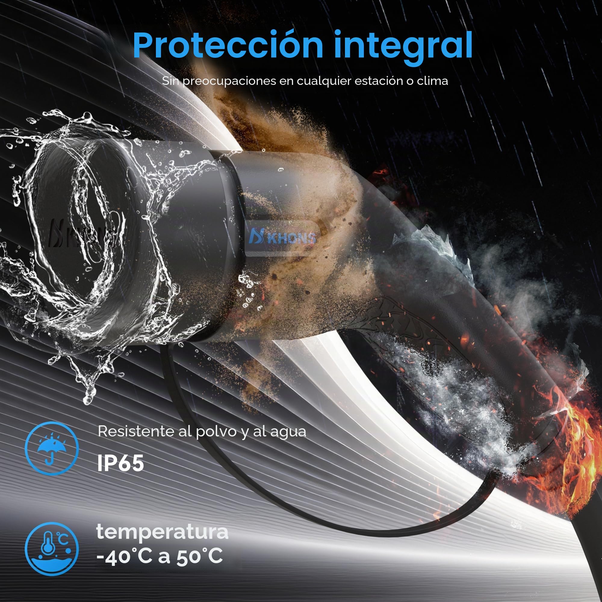 KHONS Cable de Carga Tipo 2 Modo 3 22kW 32A trifásico 5m para Coche eléctrico/EV híbrido Tipo 2 a Tipo 2 IP65 Compatible con Todos los Modelos Tipo 2/CCS2