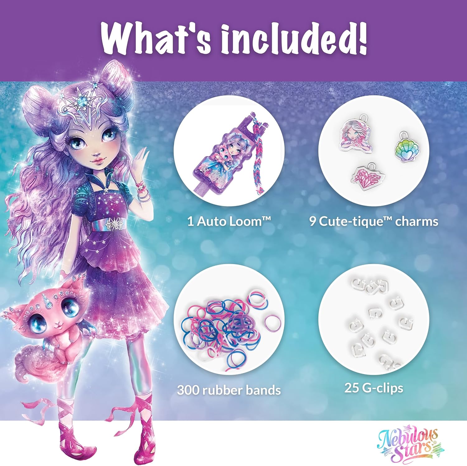 Nebulous Stars Rainbow Loom NS Charms Set for Car Loom, Creative Crafts and Crafts, Colorful Stripes and Jewelry Making for Kids image 3