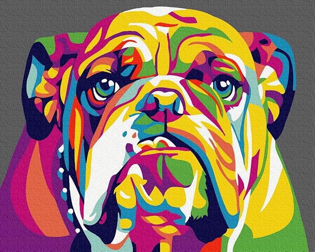 KOMKING DIY Paint by Numbers for Adults & Kids, Acrylic Painting Paint by Number Kits on Canvas, Colorful Dog 16x20inch