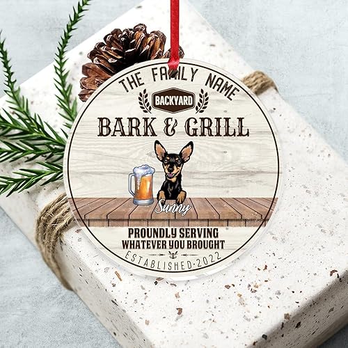 Vista 109 de SILYHEART Presa Canario Christmas Acrylic Ornament Dogs Welcome Ceramic Christmas Keepsake Family Dog Name Funny Christmas Memorial Gifts for Mom