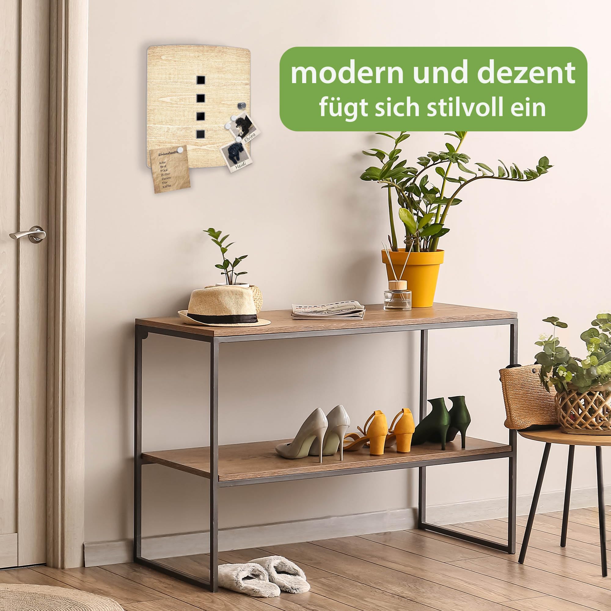 banjado Design Schlüsselkasten aus Edelstahl für 10 Schlüssel - Schlüsselschrank zur Schlüssel Aufbewahrung 24 x 21,5 x 7cm groß mit praktischem Magnetverschluss - Motiv Bretter