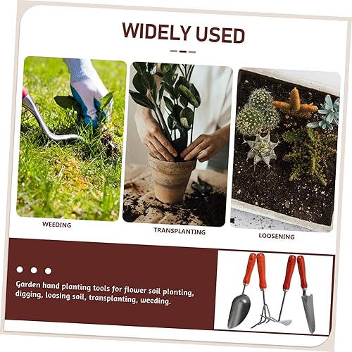 Miniatura 6 de ibasenice 1 juego de herramientas de jardinería con mango rastrillo de mano resistente para plantar, trasplantar, deshierbar y aflojar el suelo para