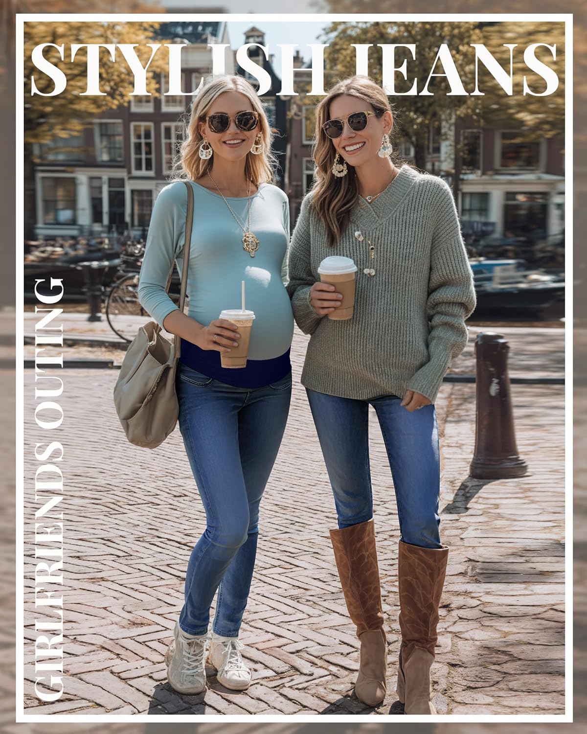 Women's Maternity Jeans Plus Size Skinny Stretchy Pregnancy Casual Denim Pants with Pockets - Image 3