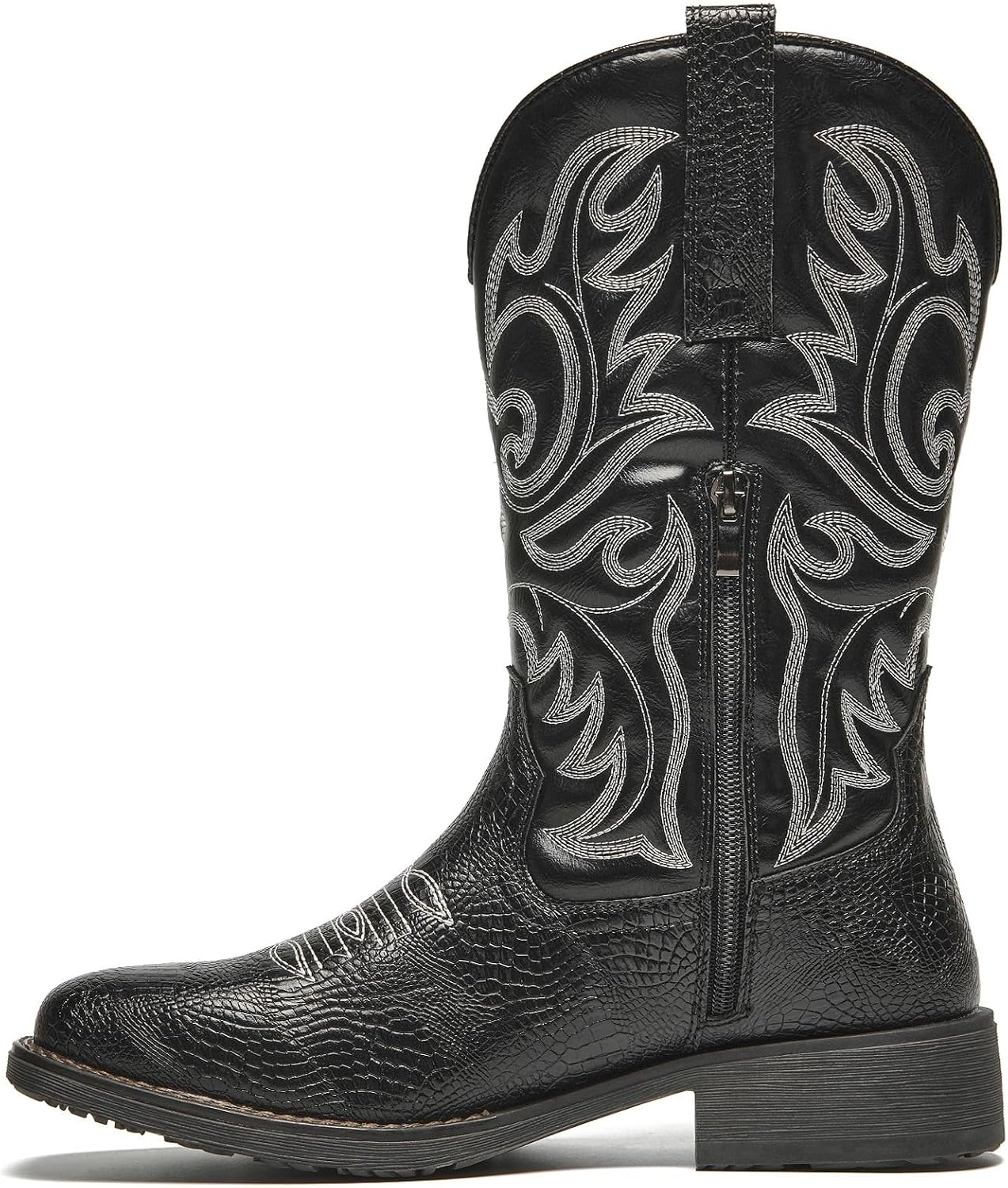 Cowboy Boots for Men, Square Toe Western Boots with Embroidered Shaft