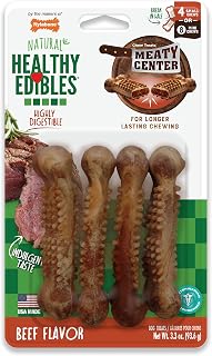 Nylabone Healthy Edibles Roast Beef Dog Chews X-Small Long Lasting Natural Treats for Small Dogs 4 Count