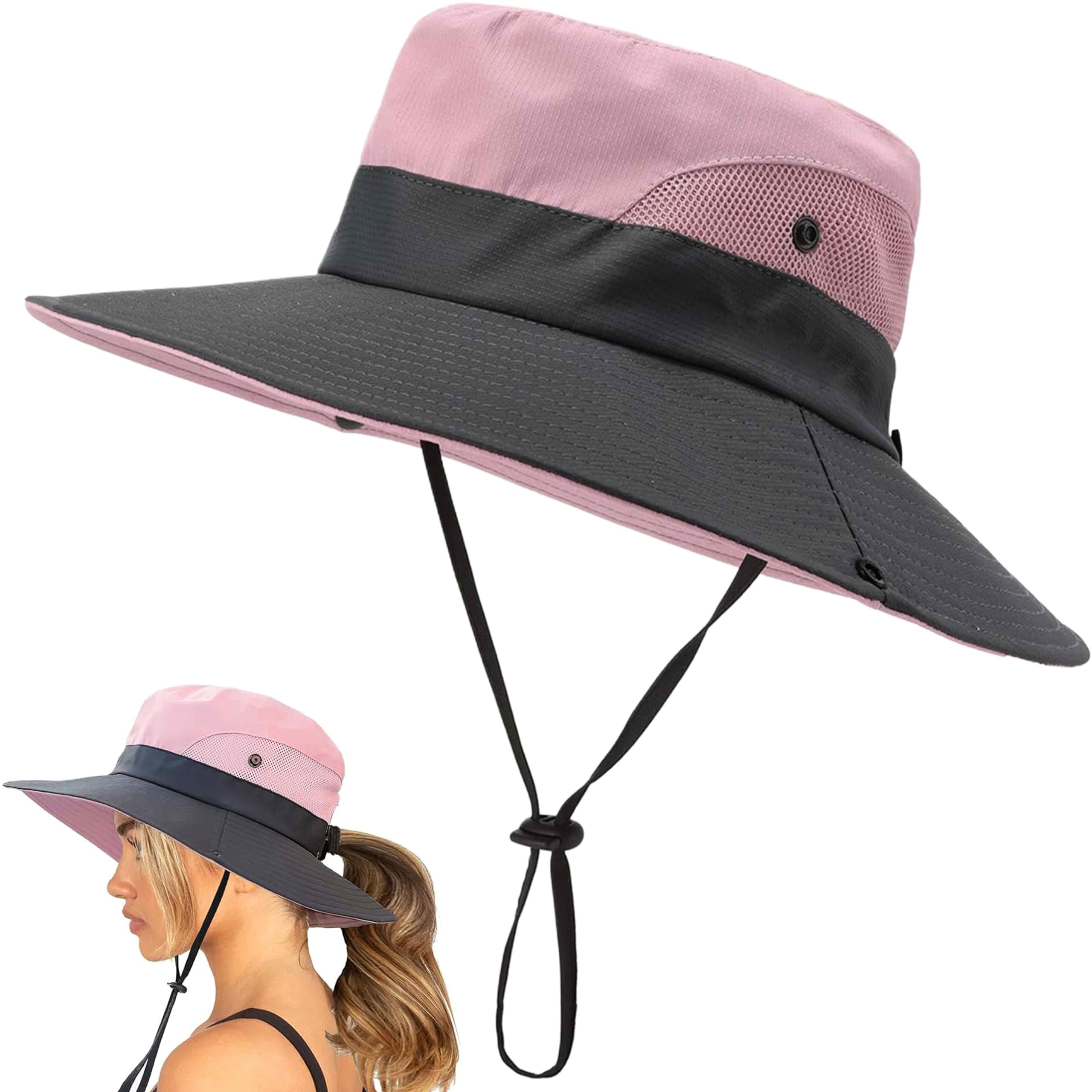 VYZUTR Sombrero de Sol para Mujer, protección UV, Sombrero de Pesca de ala Ancha, Sombrero de Verano para Playa, Sombrero de Safari booney Bucket
