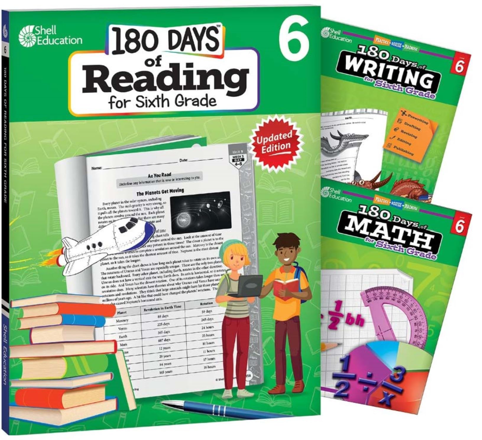 180 Days(tm): Includes Reading 2nd Edition, Writing, and Math for 6th Grade Practice Workbook for Classroom and Home, Cool and Fun Practice Created by Teachers (180 Days, Level 6)