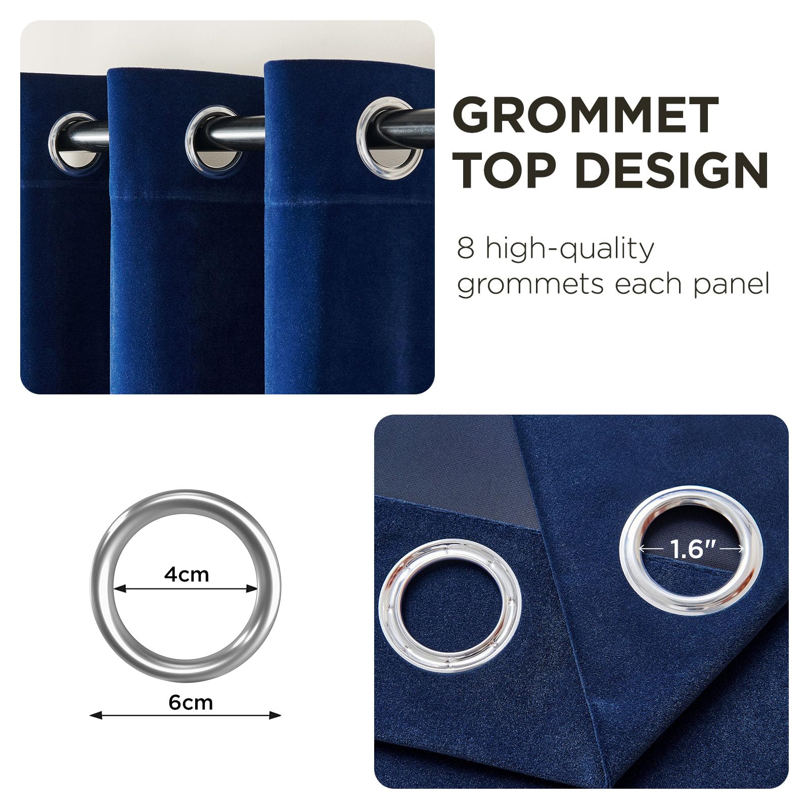 Joydeco Lot de 2 Rideaux occultants en Velours Bleu Roi de 274 cm de Long, Rideaux occultants à œillets pour fenêtre de Chambre à Coucher, Salon, Home cinéma (132 x 274 cm)