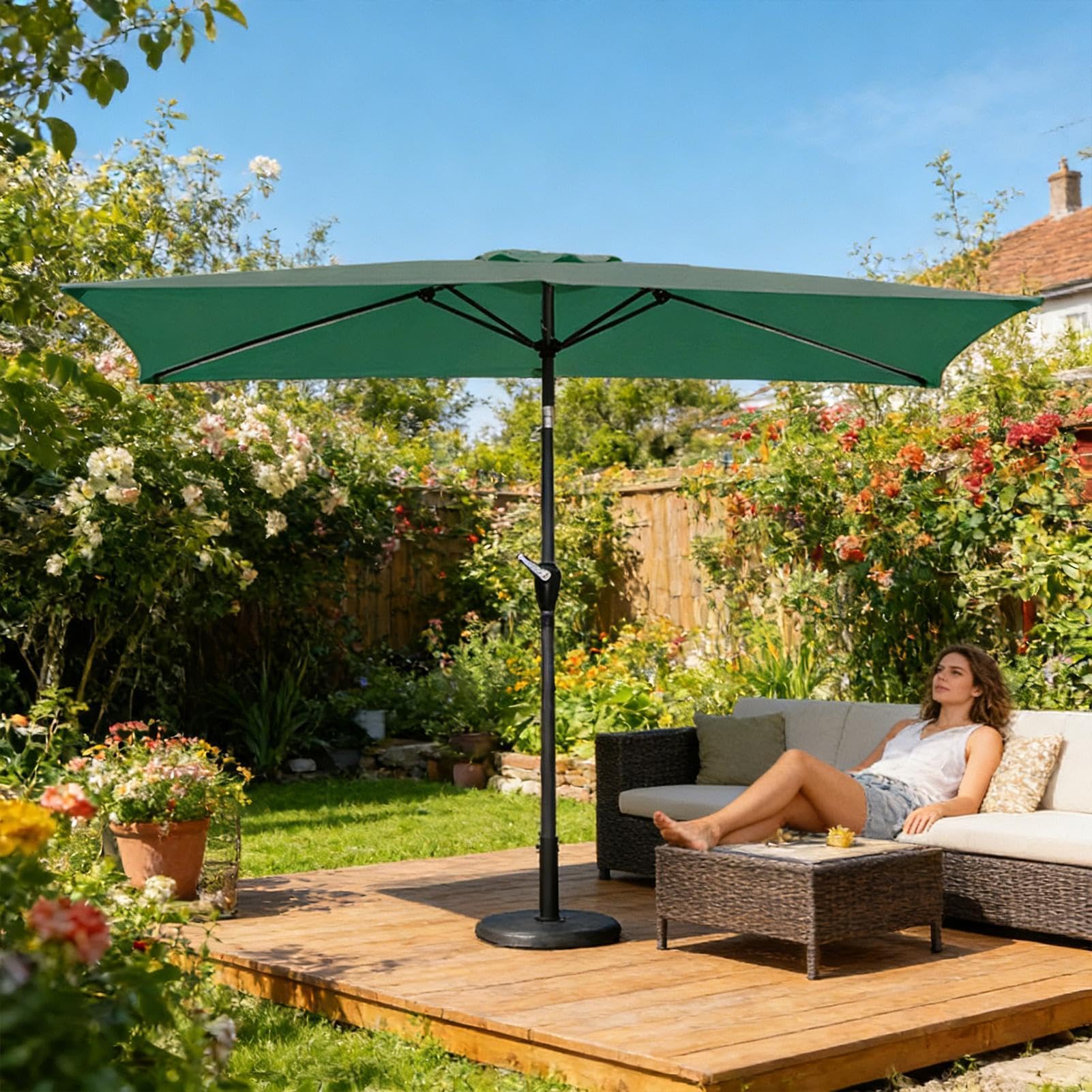 Ombrellone Sostitutivo da Giardino Copertura Rettangolare Impermeabile | 200x300cm Tessuto per Ombrellone da Giardino per Spiaggia, Piscina, Terrazzo, Balcone, Prato, Mercato, Copertura per
