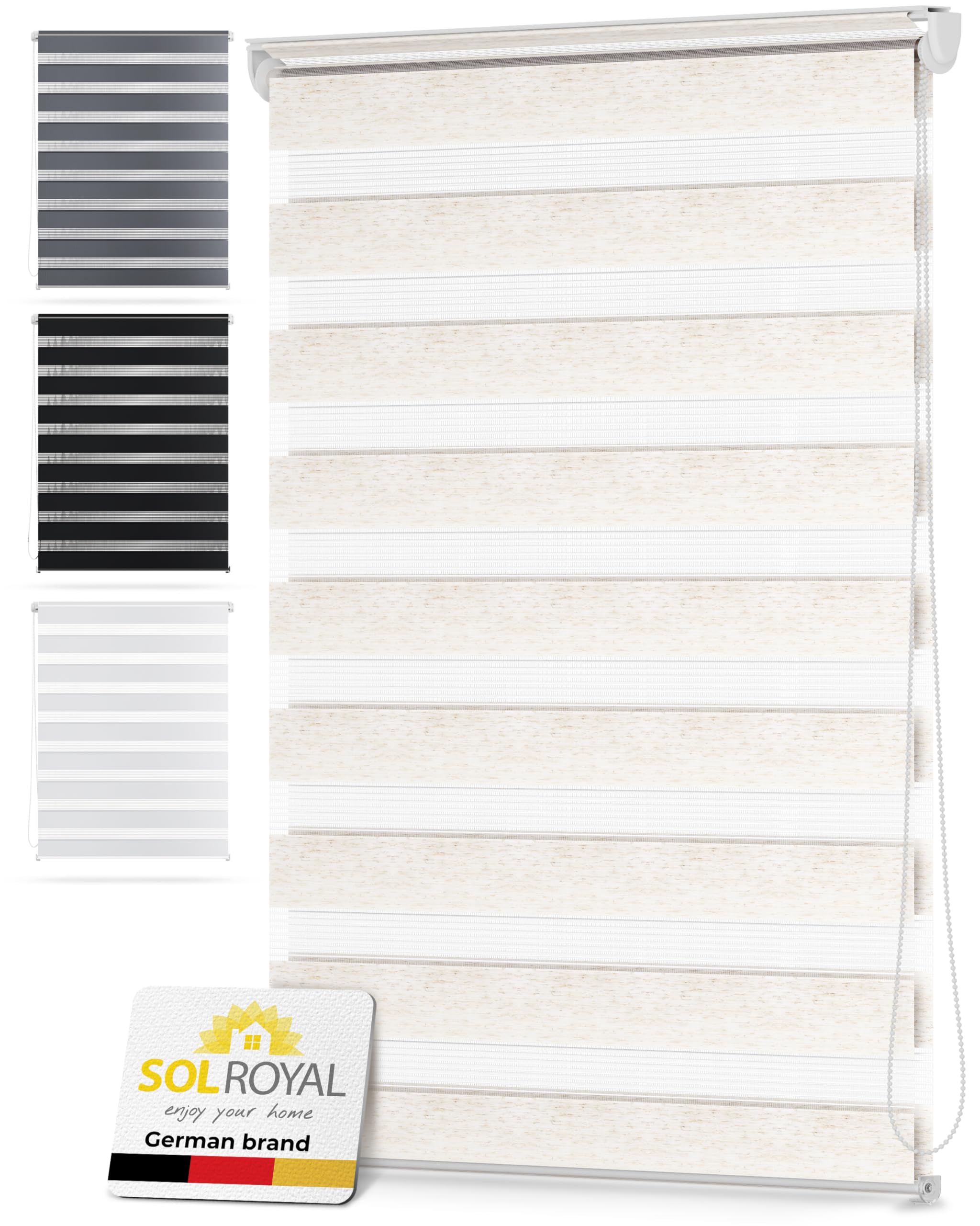 Sol Royal Zebra Blind SolDecor No Drill Day & Night Window Roller Blind