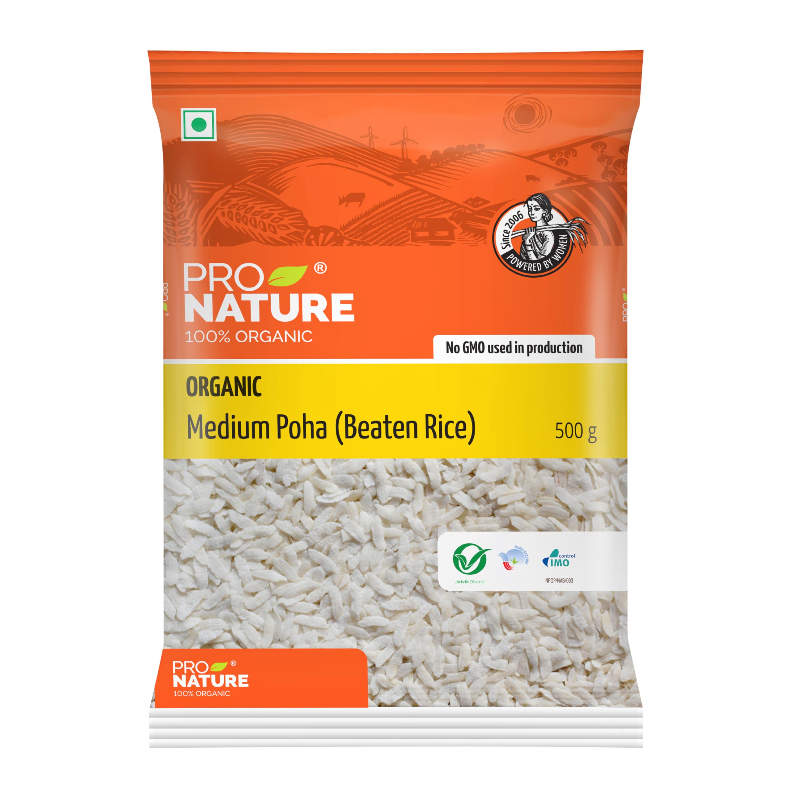 Pro Nature Organic Beaten Rice Poha,500 Gram