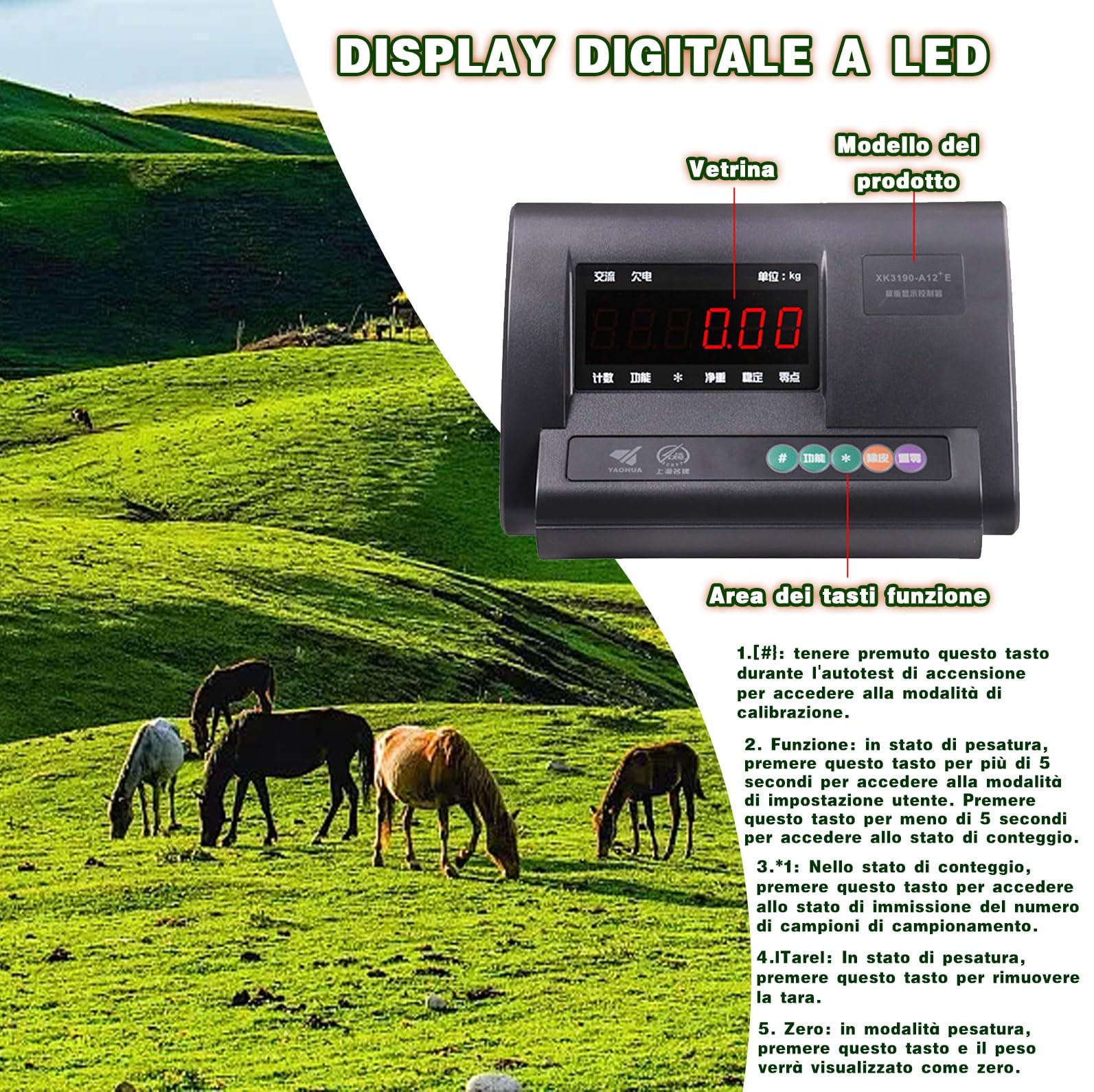 Kit Bilancia per Bestiame, Piattaforma di Celle di carico per Bilancia Elettronica per Pallet per Animali, indicatore di pesatura con Display LCD retroilluminato ad Alta precisione