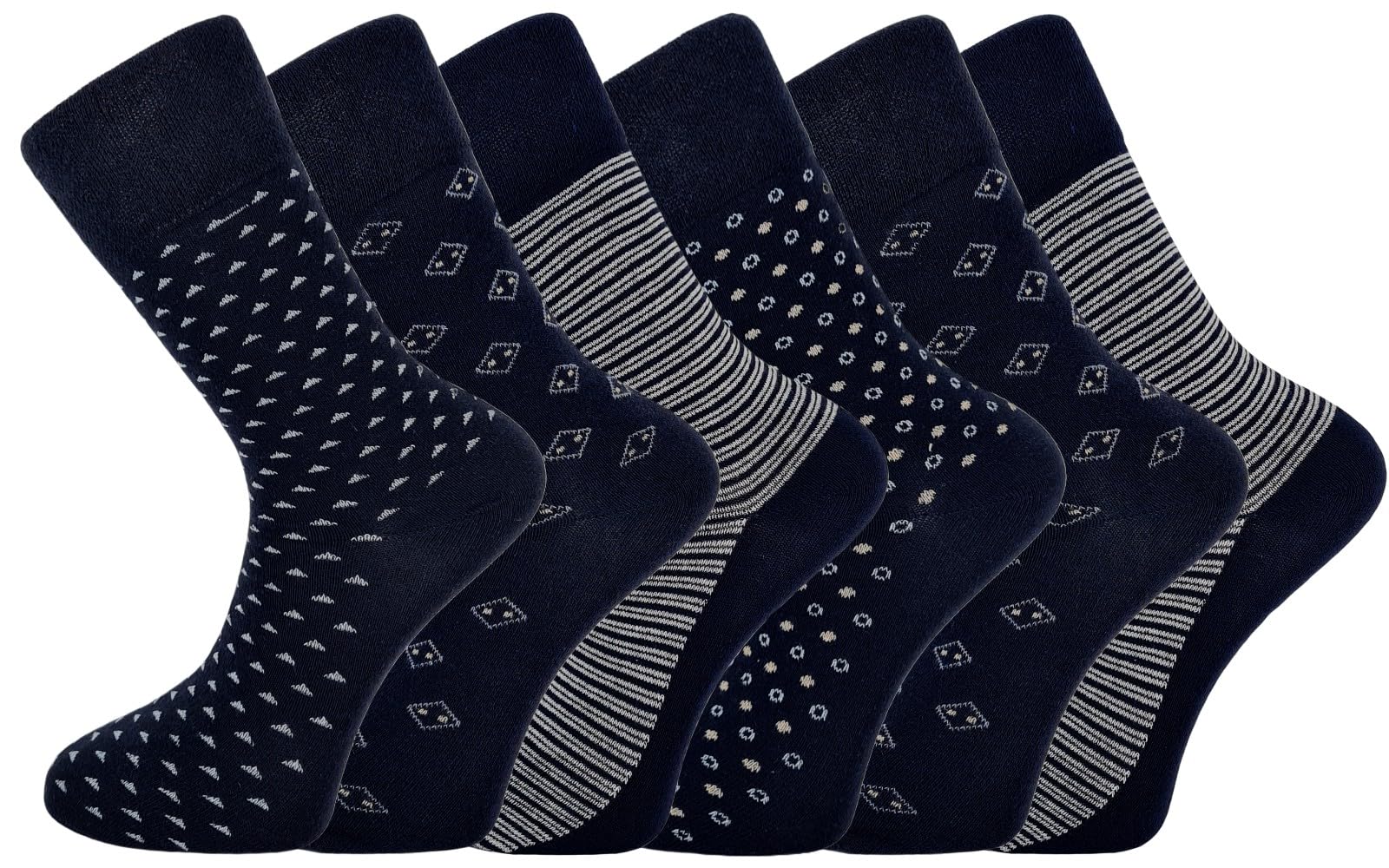 SOCK-TEC 6 Pairs Mens Non Elastic Socks Diabetic Friendly Soft Cotton Wide Gentle Top Grip UK 6-11 (UK, Numeric, 6, 11, Regular, Regular, Option 2)