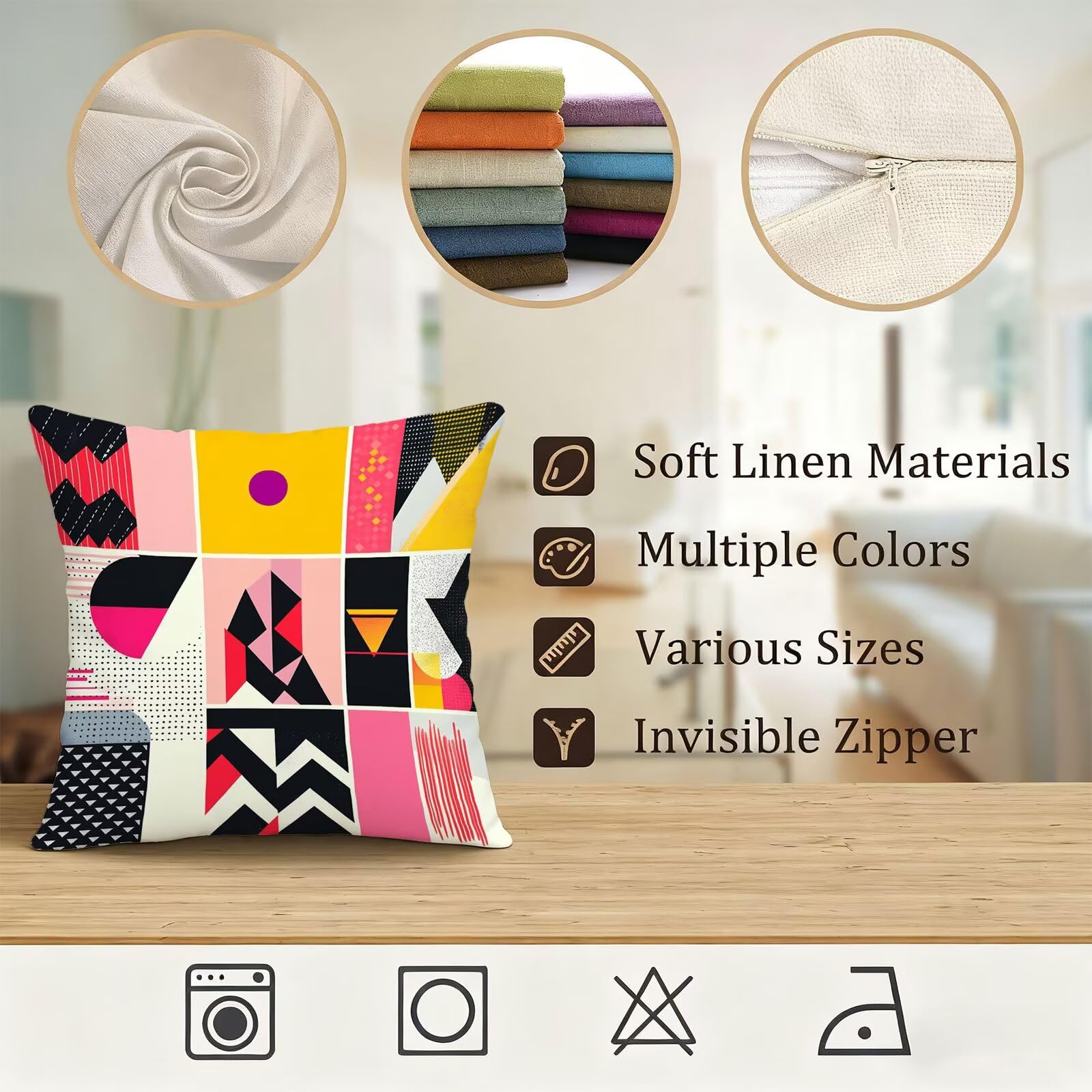 Vistoso Funda Cojin 65x65 GeometríA Funda Almohada 65x65 Cojines Sofa Súper Suave Fundas Cojines Decorativos Fundas Almohadas 4 Piezas Cervicales y Cuello, para Hogar Cama Salon Decoracion E - 919