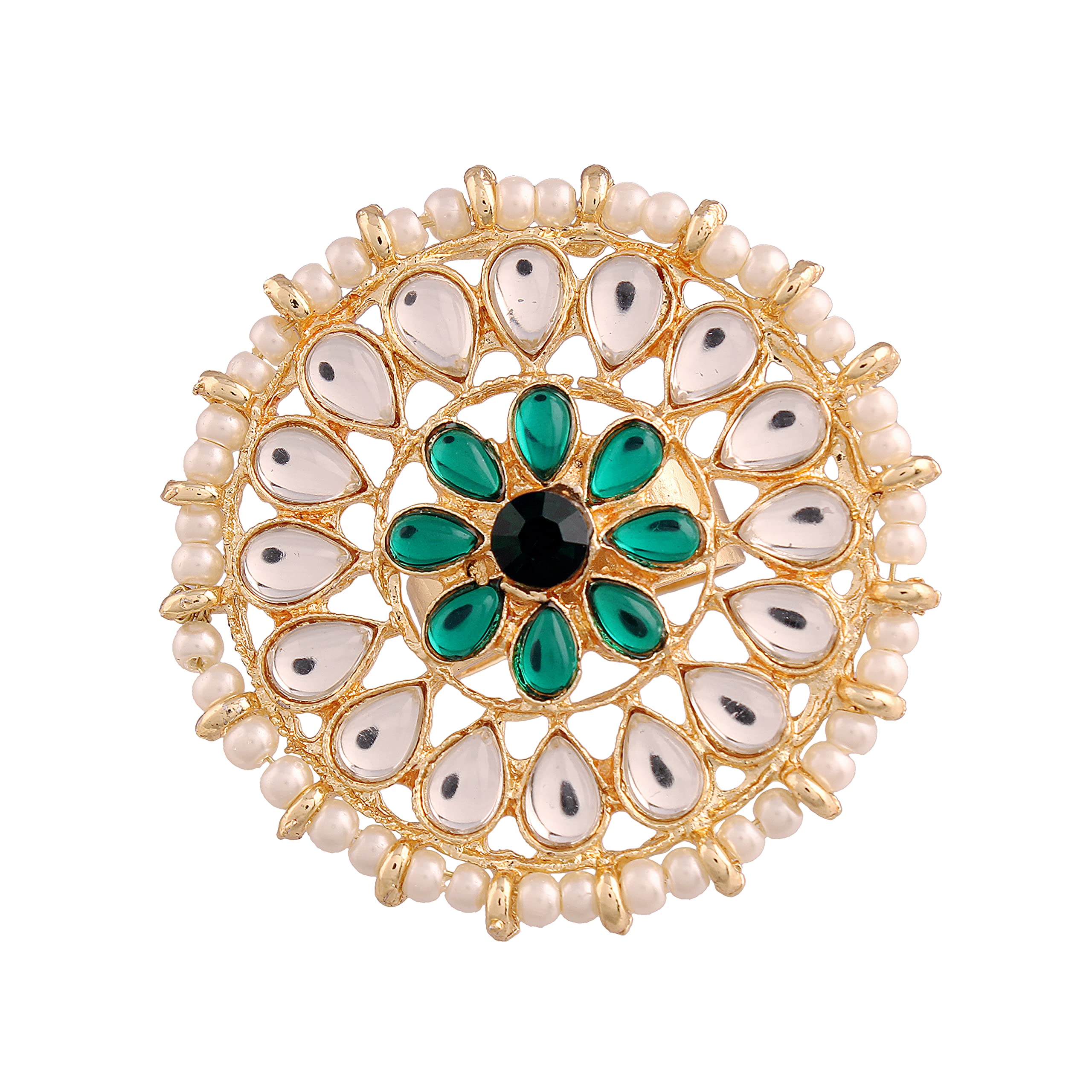 I Jewels 18K Gold Plated Traditional Kundan & Pearl Studded Adjustable Finger Ring For Women (FL188G) (B095LZWL7X) Amazon Price History, Amazon Price Tracker