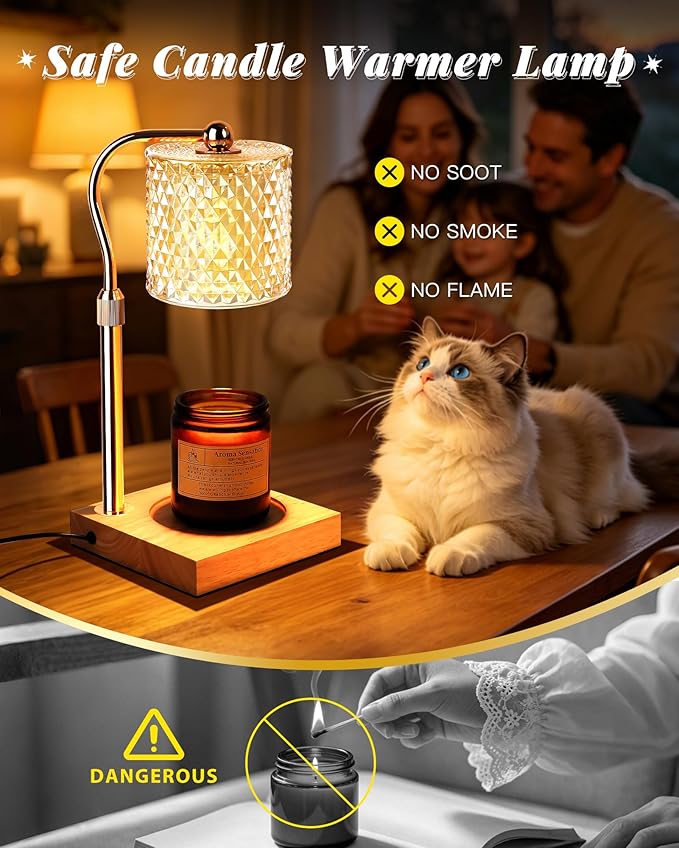 Lámpara Calentadora de Velas con Temporizador y Altura Ajustable, Dorado miniatura 4