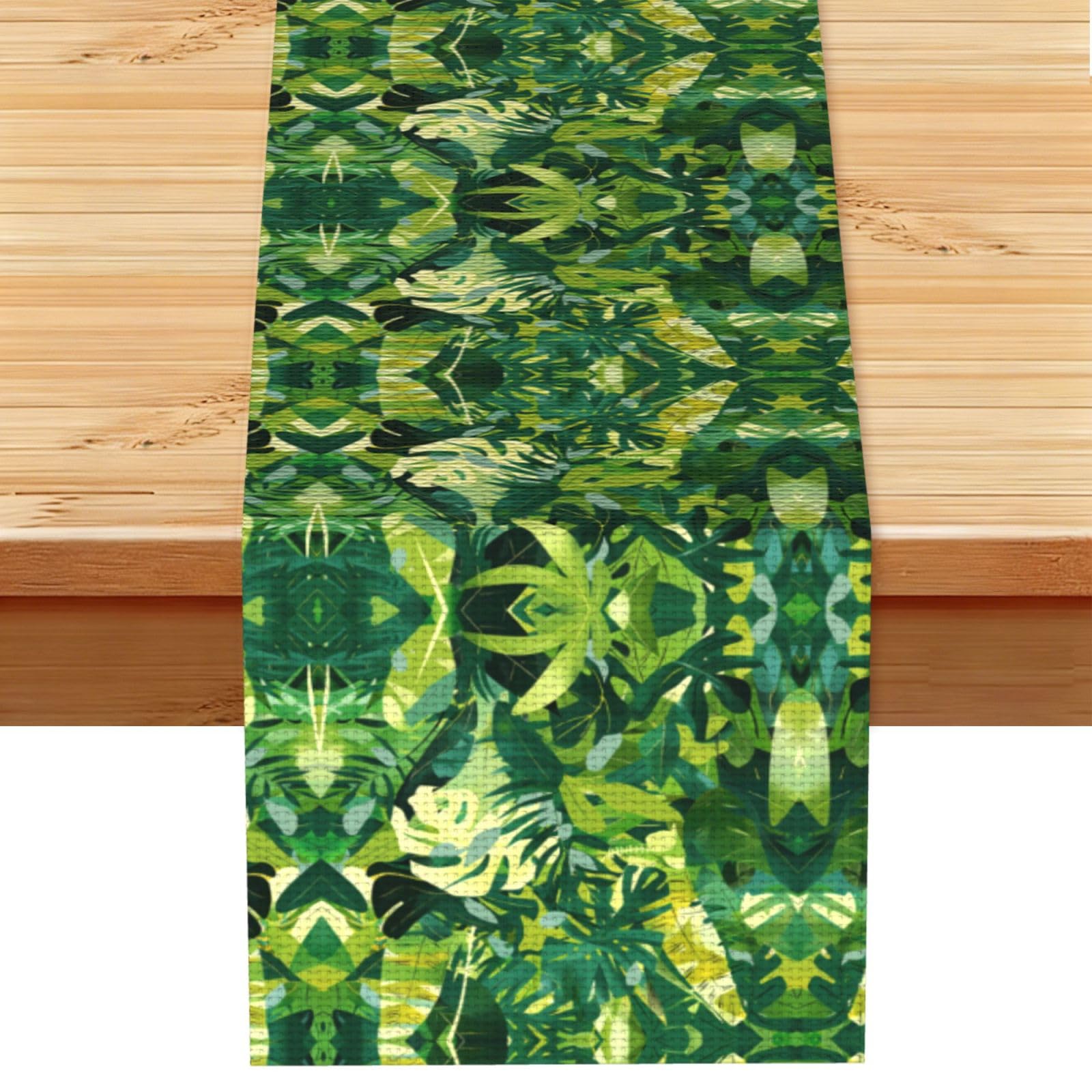Airy Mint Green Jungle Printed Table Runner 13 x 72, Wrinkle Resistant Decor for Dining Table Coffee Table Fireplace