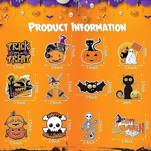 Miniatura 2 de Paquete de 25 calcomanías de gnomo de Halloween, calcomanías de decoración de refrigerador de calabaza para automóvil, puerta de garaje, Halloween,