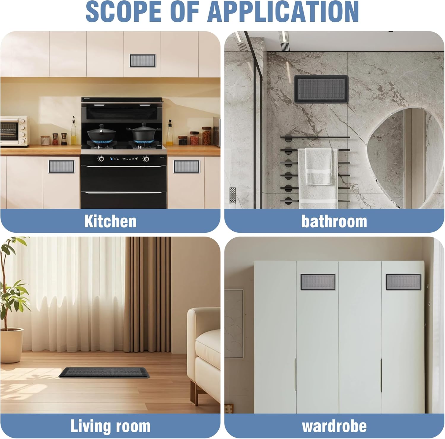 6 Pack Strong Magnetic Floor Vent Cover - PVC Mesh Register for Wall Ceiling Floor Catch Debris Hair Insect (Black, 4 x 8 Inch)