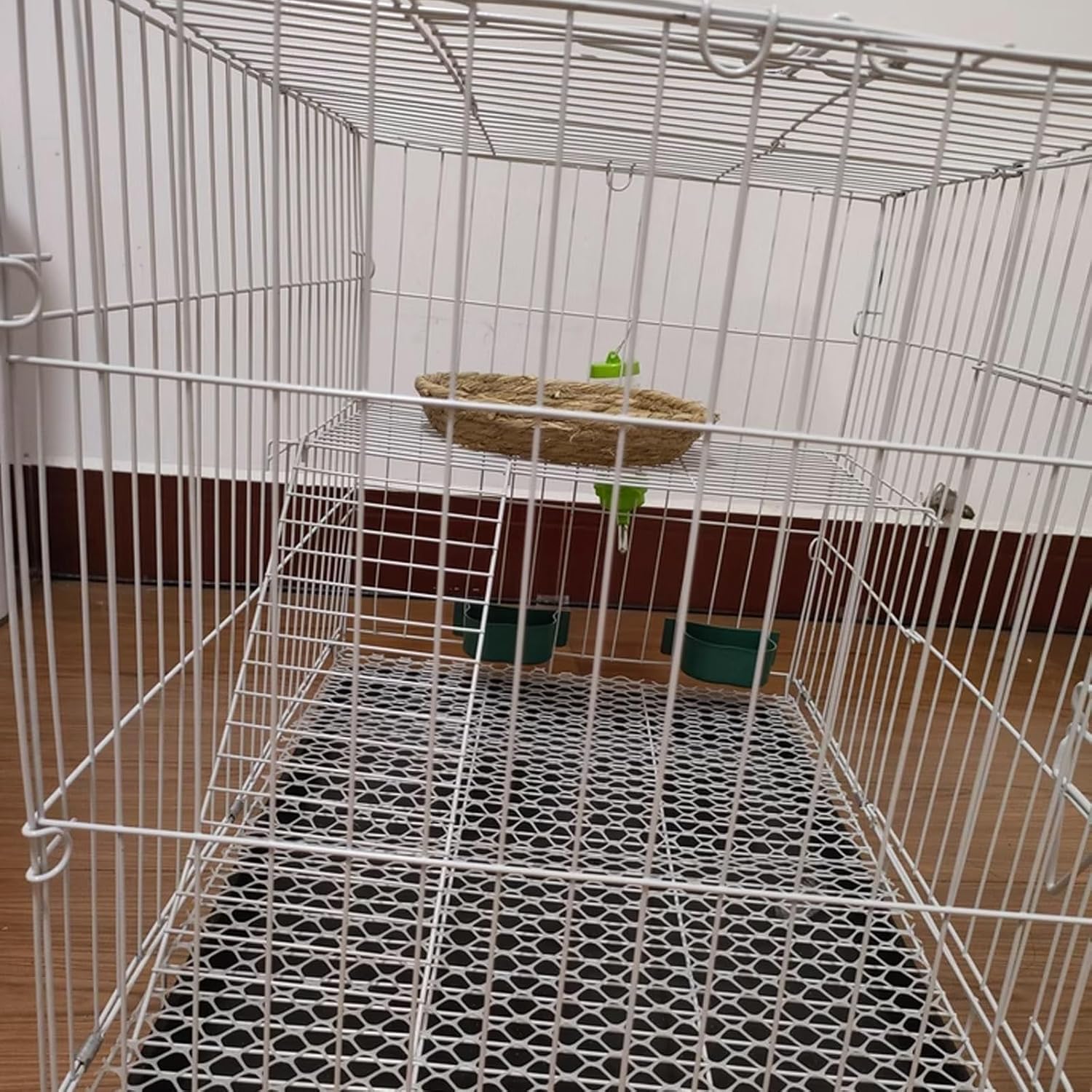 2-stöckiger Indoor-Kaninchenkäfig Metall Verschlüsselungsstruktur Kleintierkäfig mit aufklappbarer Oberseite, herausnehmbares Tablett, für kleine bis mittelgroße Tiere, schwarz, 60 cm L x 40 cm B x 50