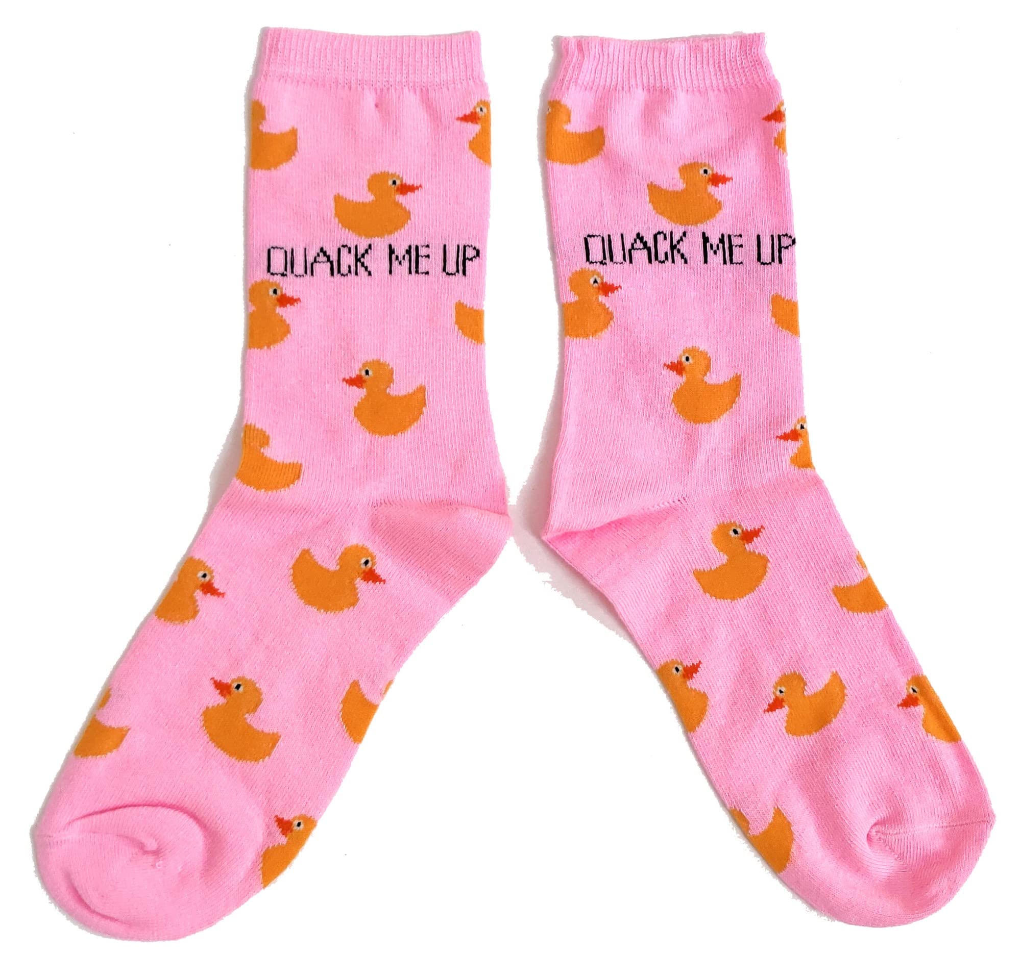 Ladies Pink Yellow Rubber Duck Quack Me Up Socks 4-8 UK /37-42 Eur/ 6-10 US