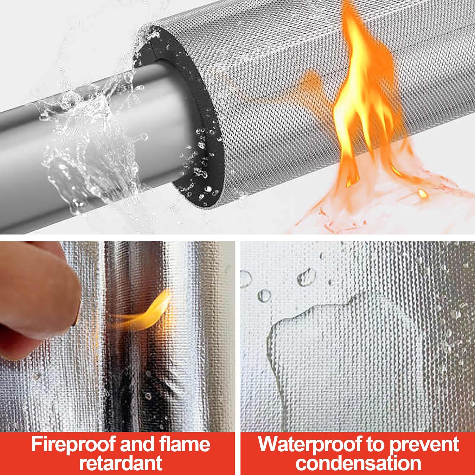 Tubo De Espuma Aislante For Tuberías, Tubo Aislante De Caucho, Envoltura De Conducto Precortada Con Papel De Aluminio, For Exteriores, Agua Fría Y Caliente, Preservación Del Calor(114mmx50mmx100cm)