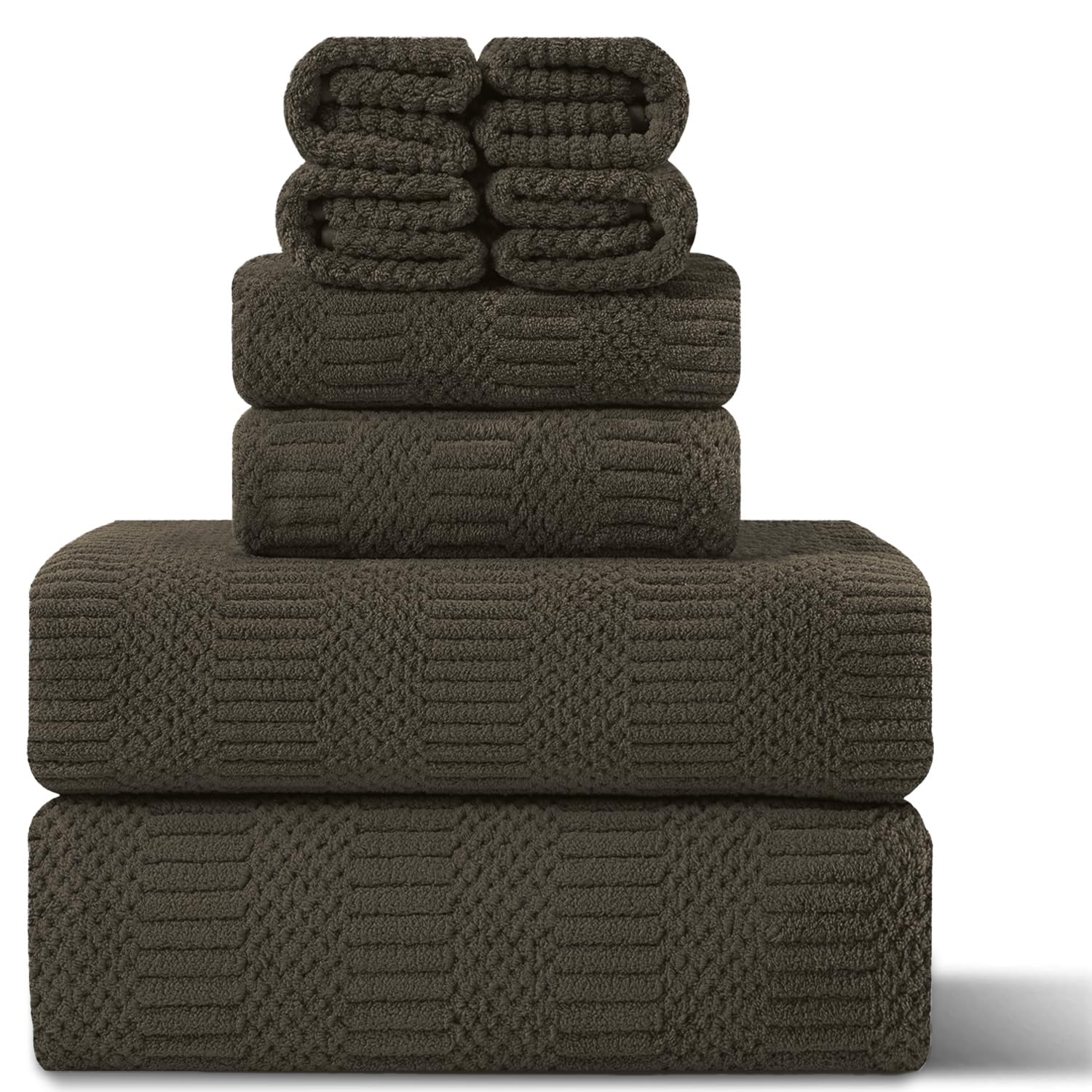 8 Piece Oversized Bath Towels Set Brown,2 Extra Large Bath Towel Sheets ...