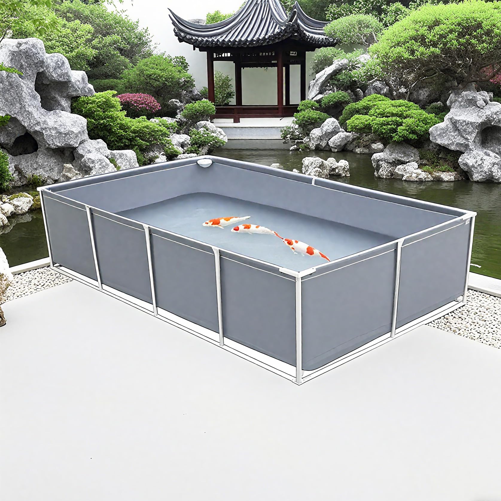 Hynbdes Durable Aquaculture Water,PVC Outdoor Aquarium Pool Pond with Drain Valve, Tarp Temporary Holding Tank for Saltwater Fish, Koi, Turtles & Swimming Fish - Durable-gray-1.5 * 1 * 0.5m