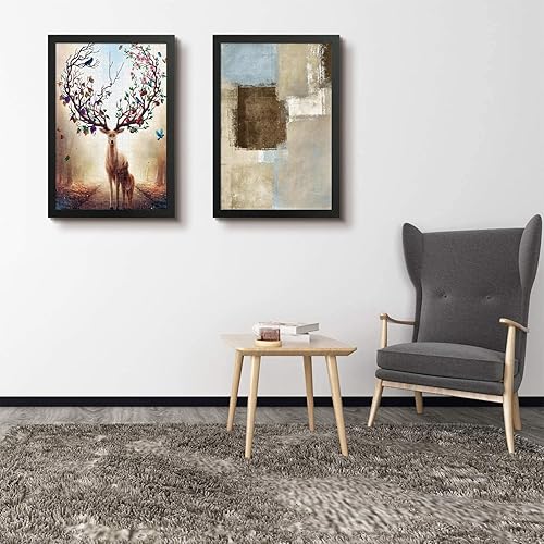 Miniatura 4 de Golden State Art, Paquete de 2 portarretratos de 24 x 36 pulgadas, estilo grano de madera, moldeado ancho, ganchos traseros para exhibición de