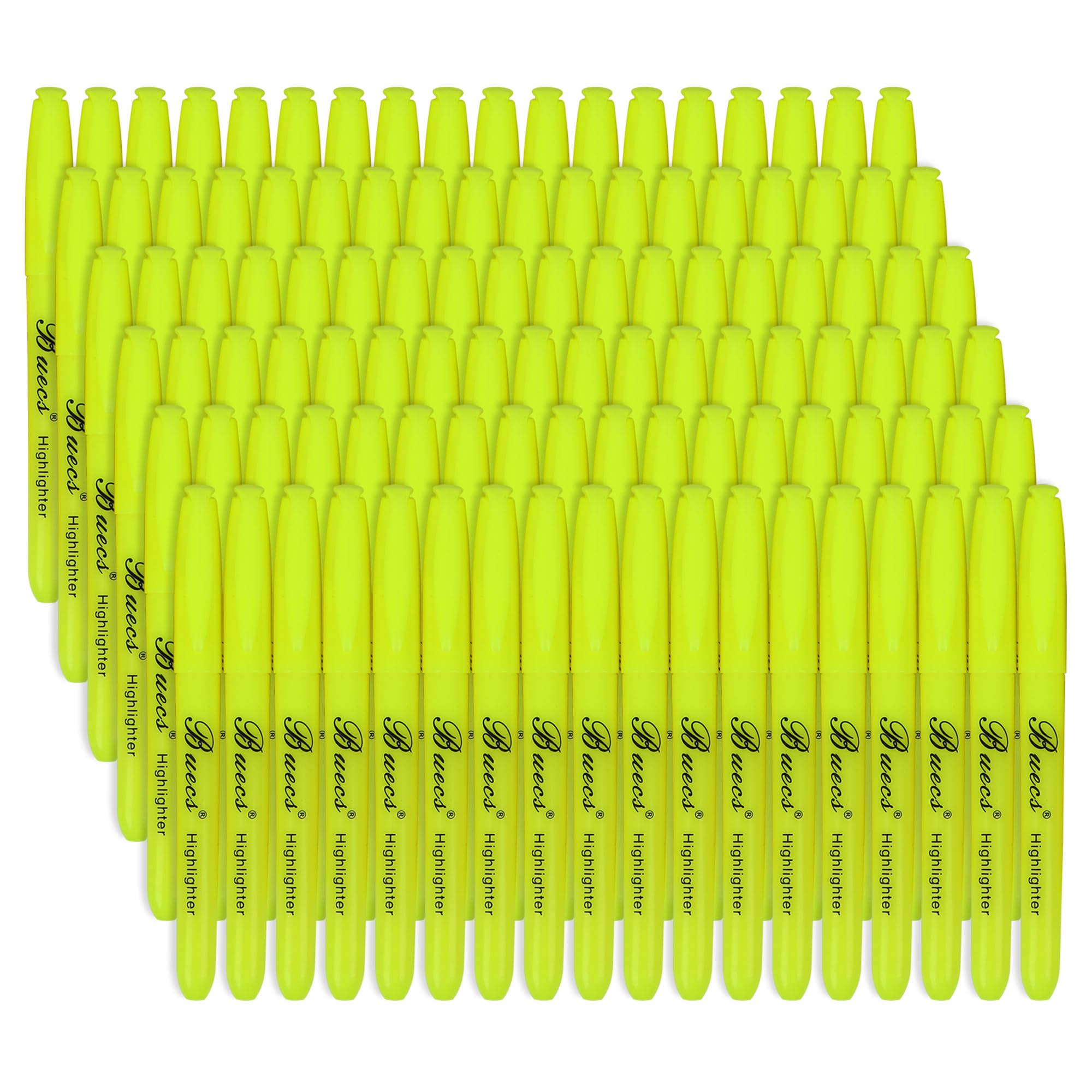 Buecs Highlighters Bulk Pack, 108 Count, Chisel Tip,Fluorescent Yellow, suitable for Adults Highlighting Planner Notes, Office School Supplies