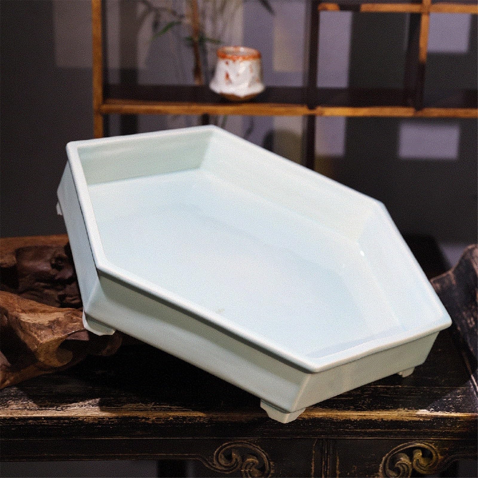 Bandeja decorativa Platillo de cerámica hexagonal china de flores