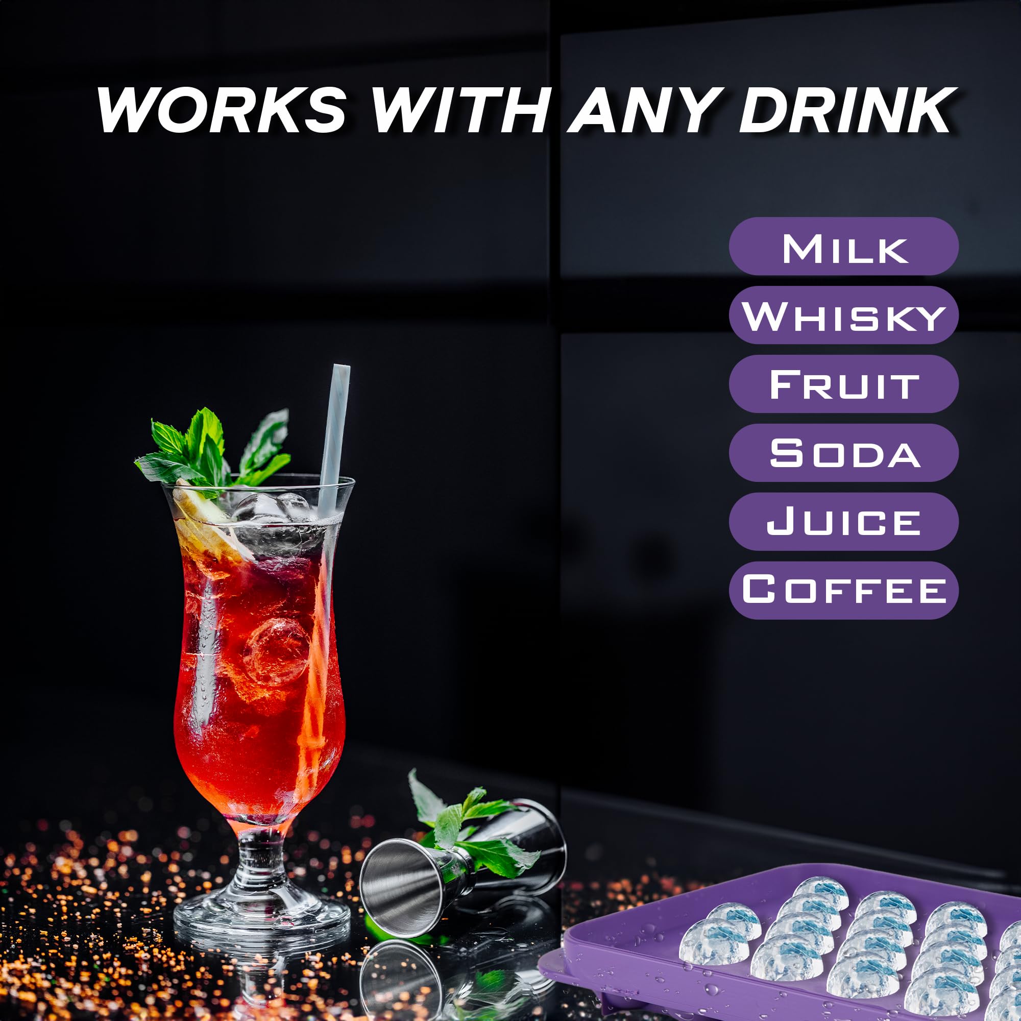 milano home Büyük Küre Buz Kalıbı 33 Adet Buz - Yuvarlak buz kalıbı, Shot Bardağı Buz Kalıbı, Bardak Buz Kalıbı, Buz Kabı, Buzluk Kabı (1, Pembe, 33 PCS)