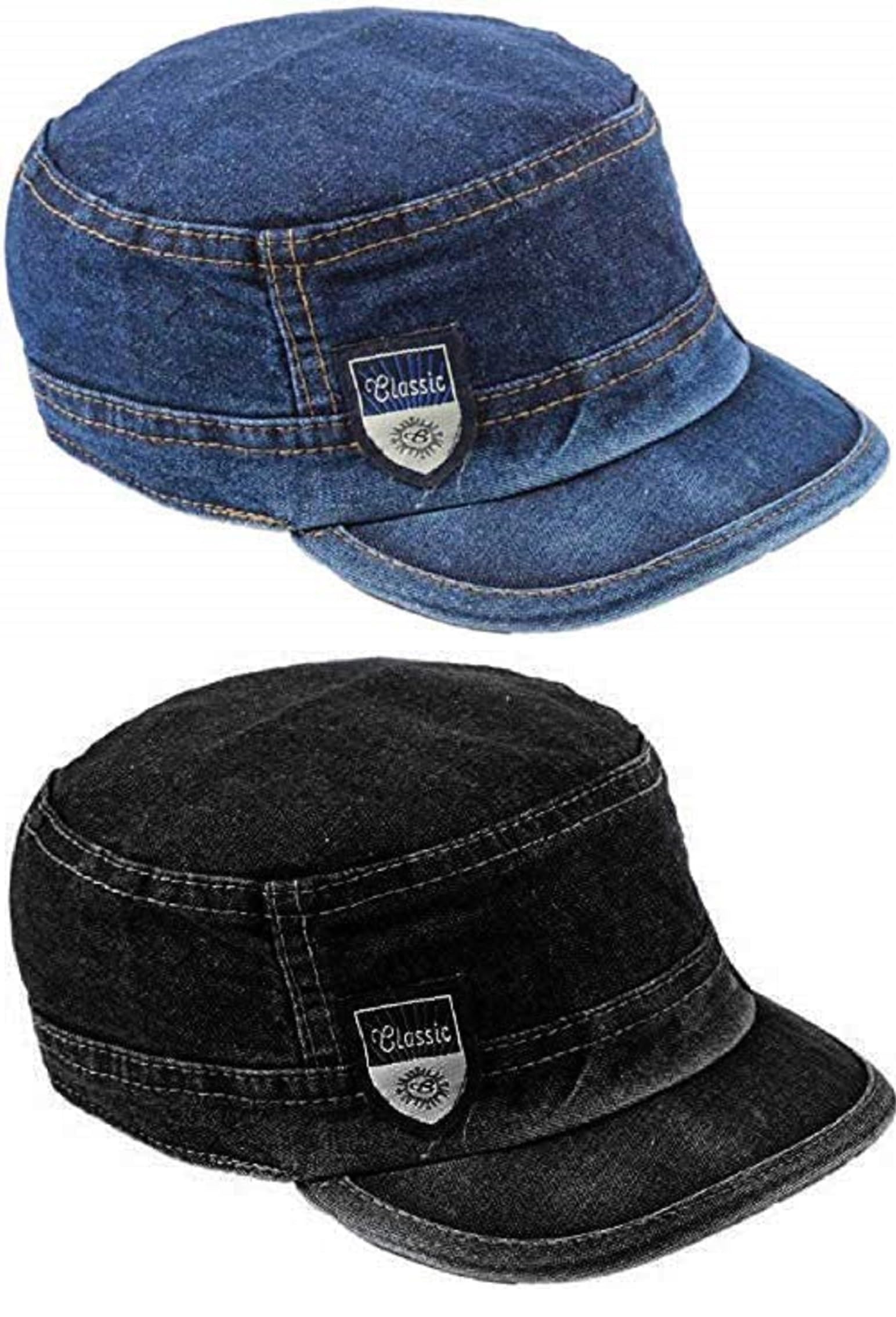 Men's Denim Cap Pack of 2 Black & Blue