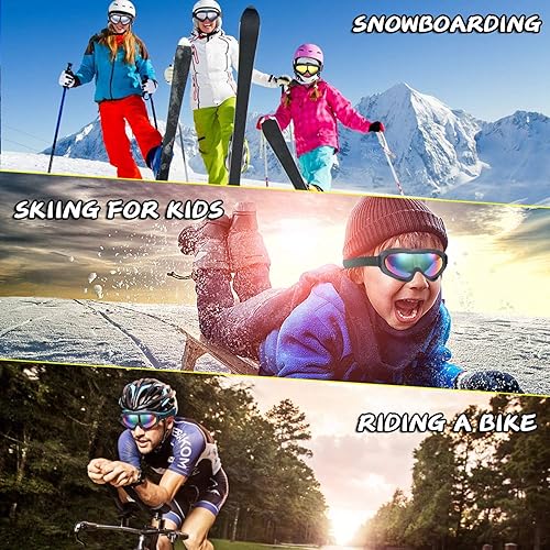 Miniatura 7 de LOEO Paquete de 2 gafas de esquí de nieve, gafas de snowboard para niños, adolescentes, jóvenes, adultos