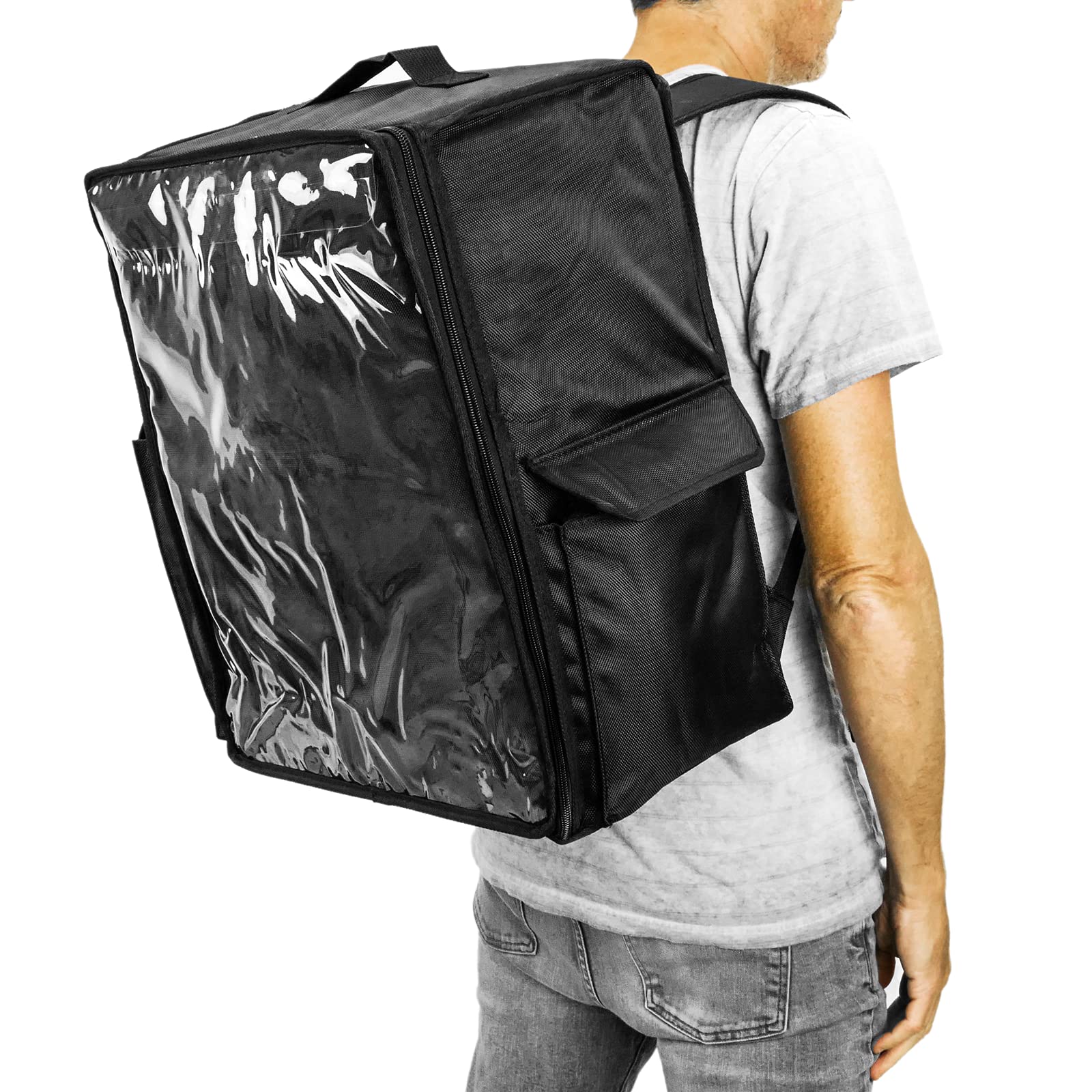 Nevera portátil negra 48 Litros 39x50x25cm, mochila bolsa isotérmica para picnic, camping, playa, entrega de alimentos en moto o bicicleta