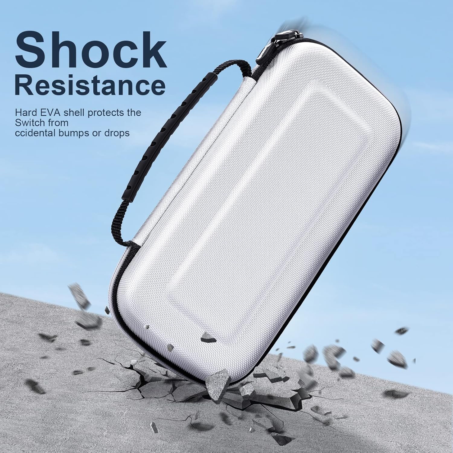 Benazcap Carrying Case Compatible with Nintendo Switch/Switch OLED Console, with 10 Games Storage Compartment - Protective Hard Shell Travel Carrying Case Pouch for Console & Accessories, White - Image 4