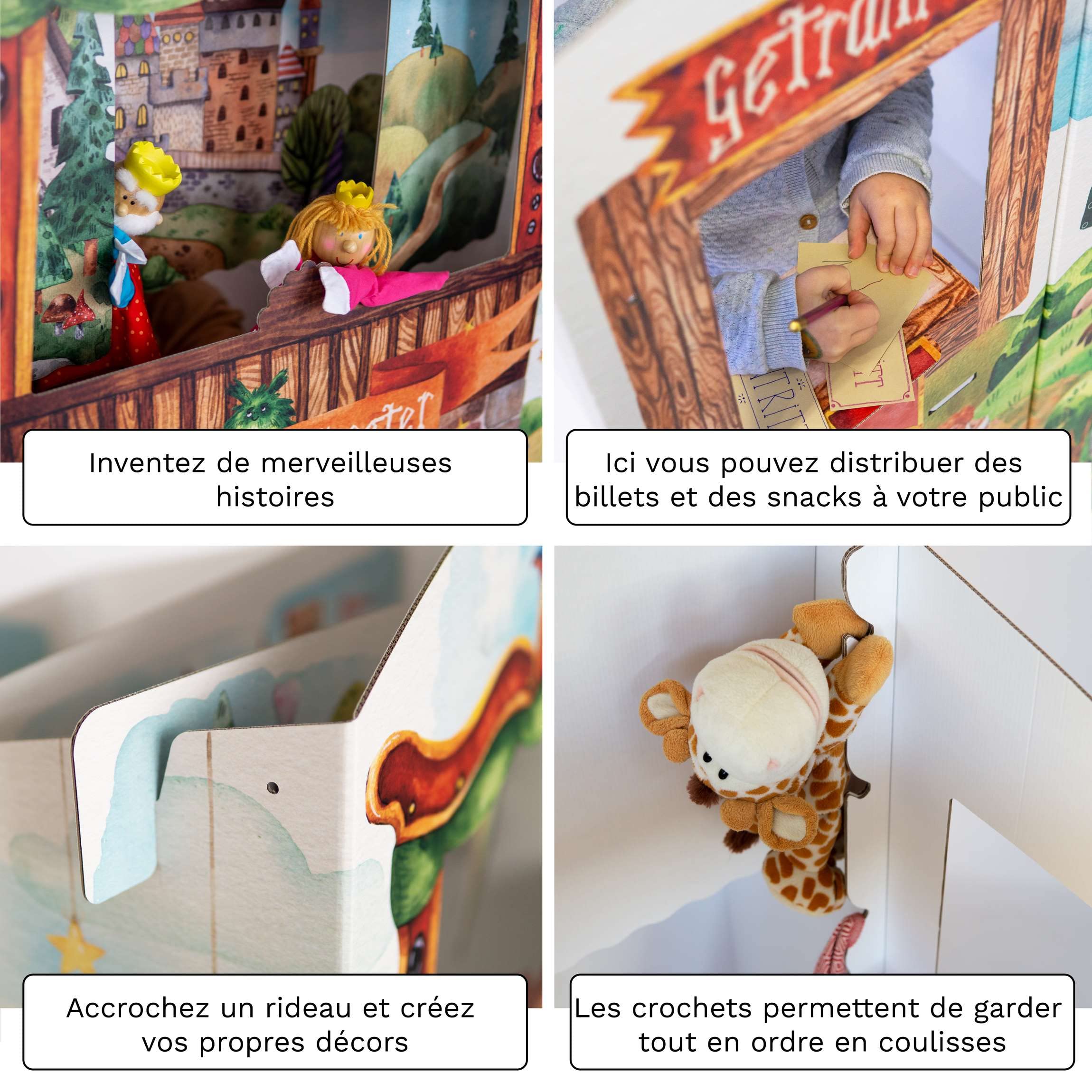 théâtre de marionnettes 0,75 x 0,70 x 1,25 m Personnalisable en Carton Jouet éducatif - Théâtre Arc-en-Ciel à colorier