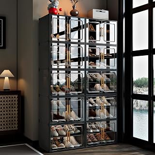 MAGINELS Shoe Rack,Expandable Shoe Cabinet Easy to Assemble. Shoe Storage with Door,Entryway, Closets, Hallway, and Bedroom.Accommodates Up to 40 Pairs of Shoes.