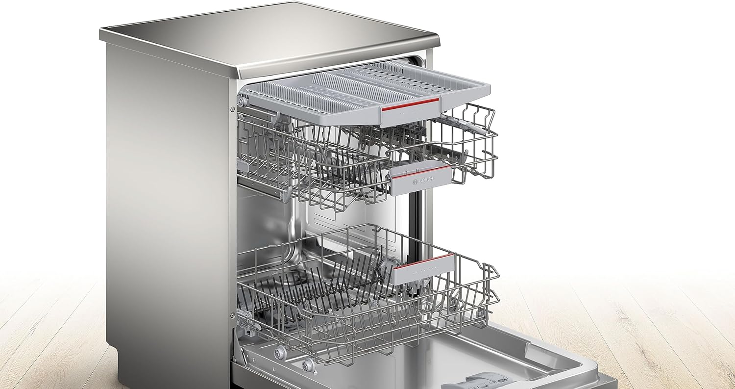 Bosch Elettrodomestici, Serie 4, Lavastoviglie da libera installazione, 60 cm, color inox, SMS4EMI01E