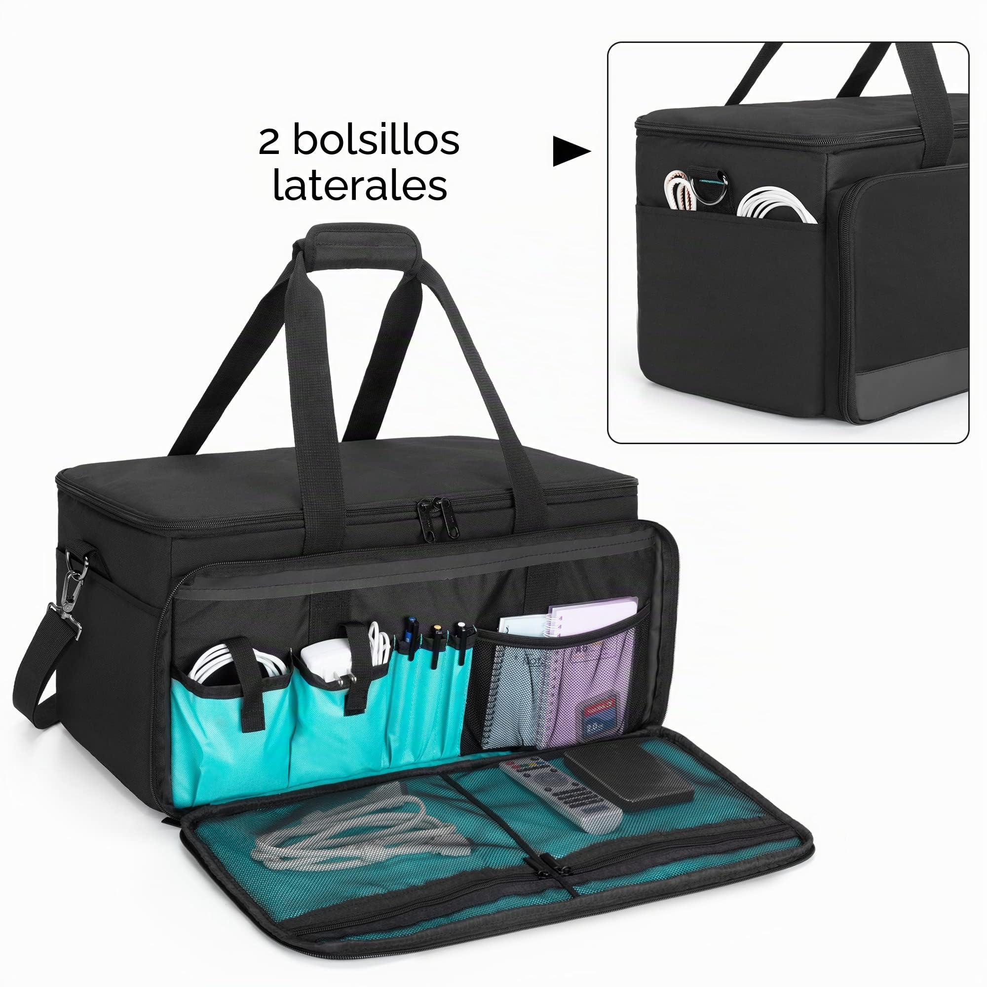 LoDrid Equipo de DJ: Bolsa para Cables y Accesorios con separadores extraíbles | Bolsa DJ con separadores para portátil de 15,6 pulgadas y equipo musical, fondo acolchado (bolsa solo)