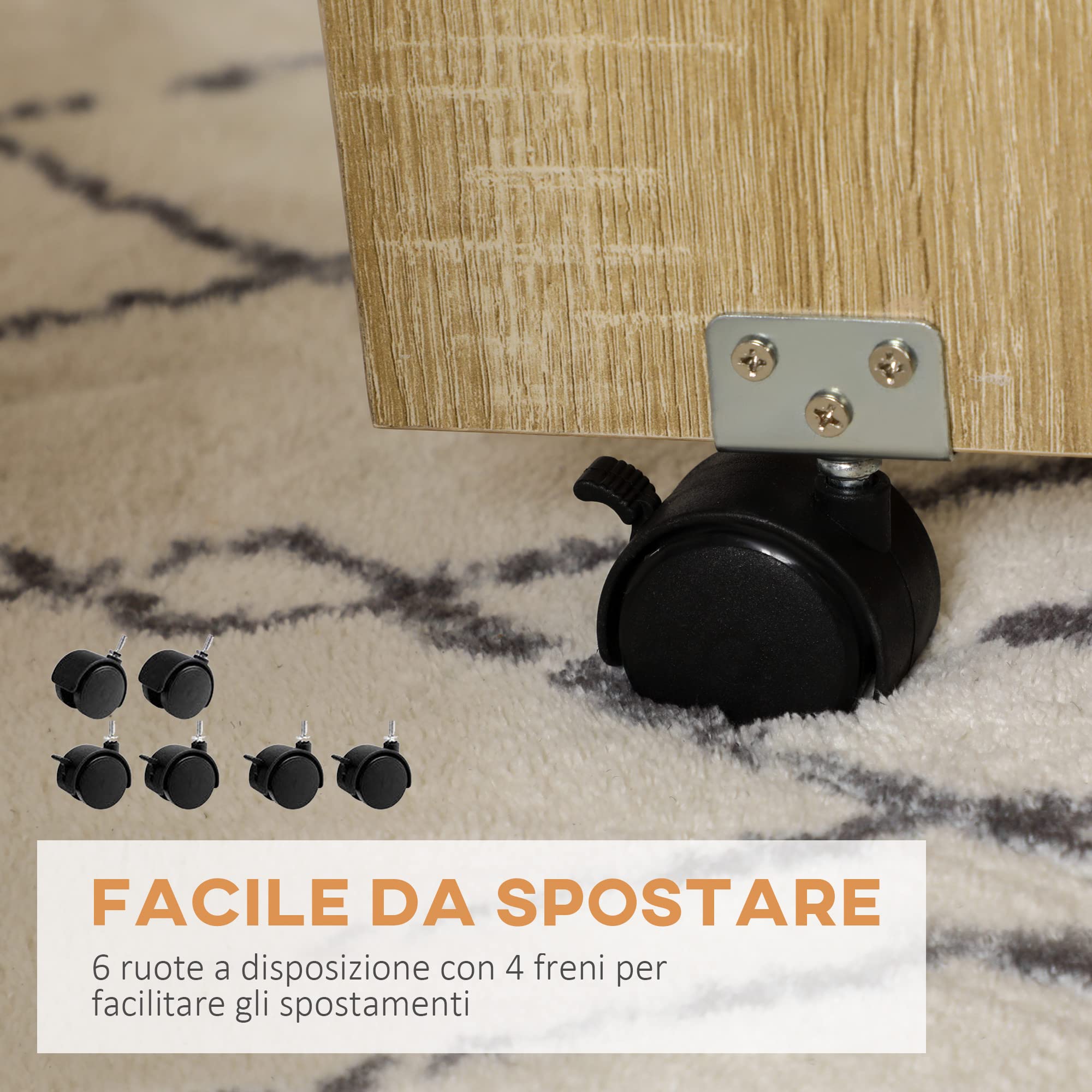 HOMCOM Set Tavolo e Sedie 5 Pezzi in Truciolato, Tavolo Rotondo Pieghevole con 2 Ripiani Aperti e 4 Sgabelli color Rovere