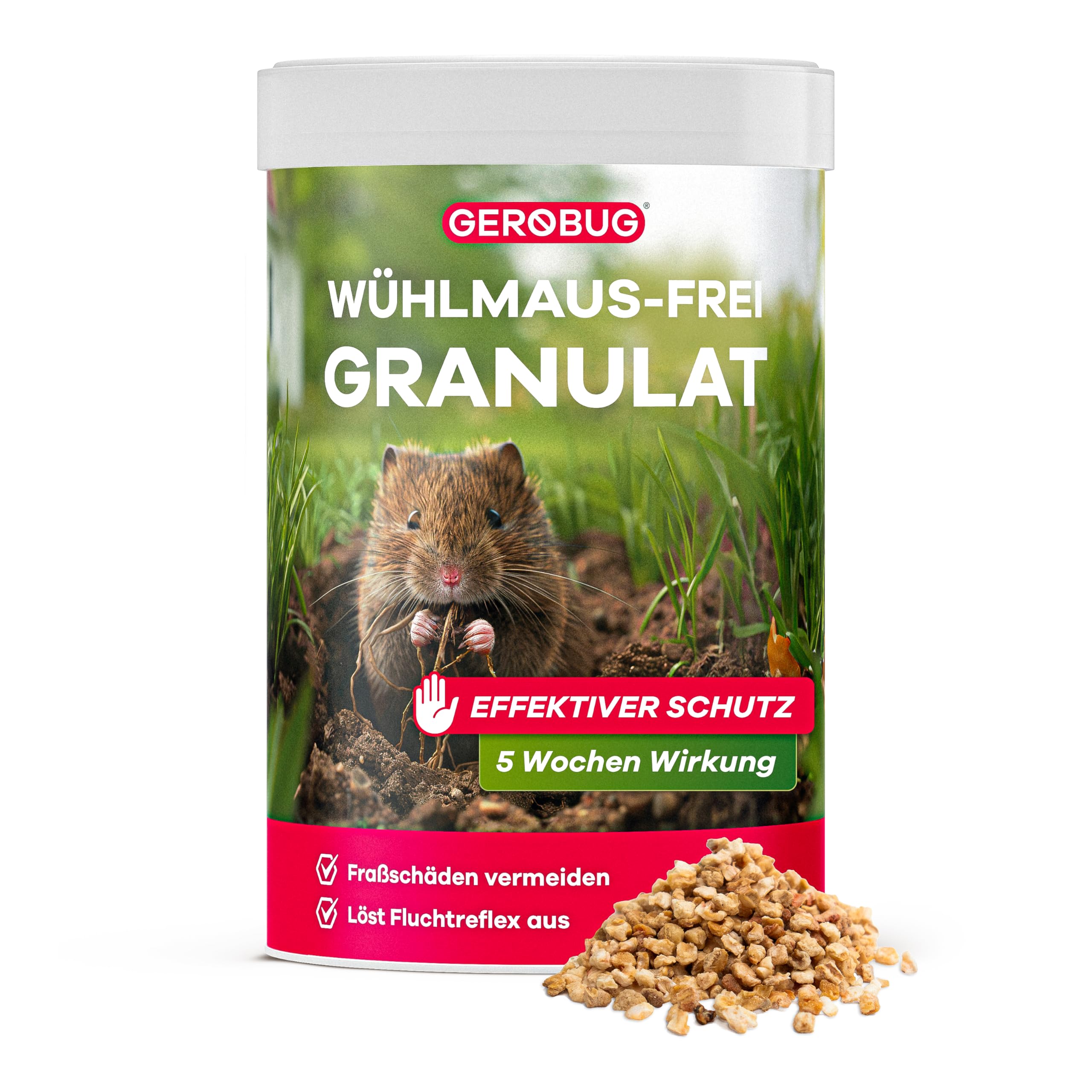 Gerobug Wühlmaus vertreiben Granulat 300 g - Wühlmaus Vertreiber Mittel um Effektiv & schnell Wühlmäuse loszuwerden - Wühlmausgift Alternative