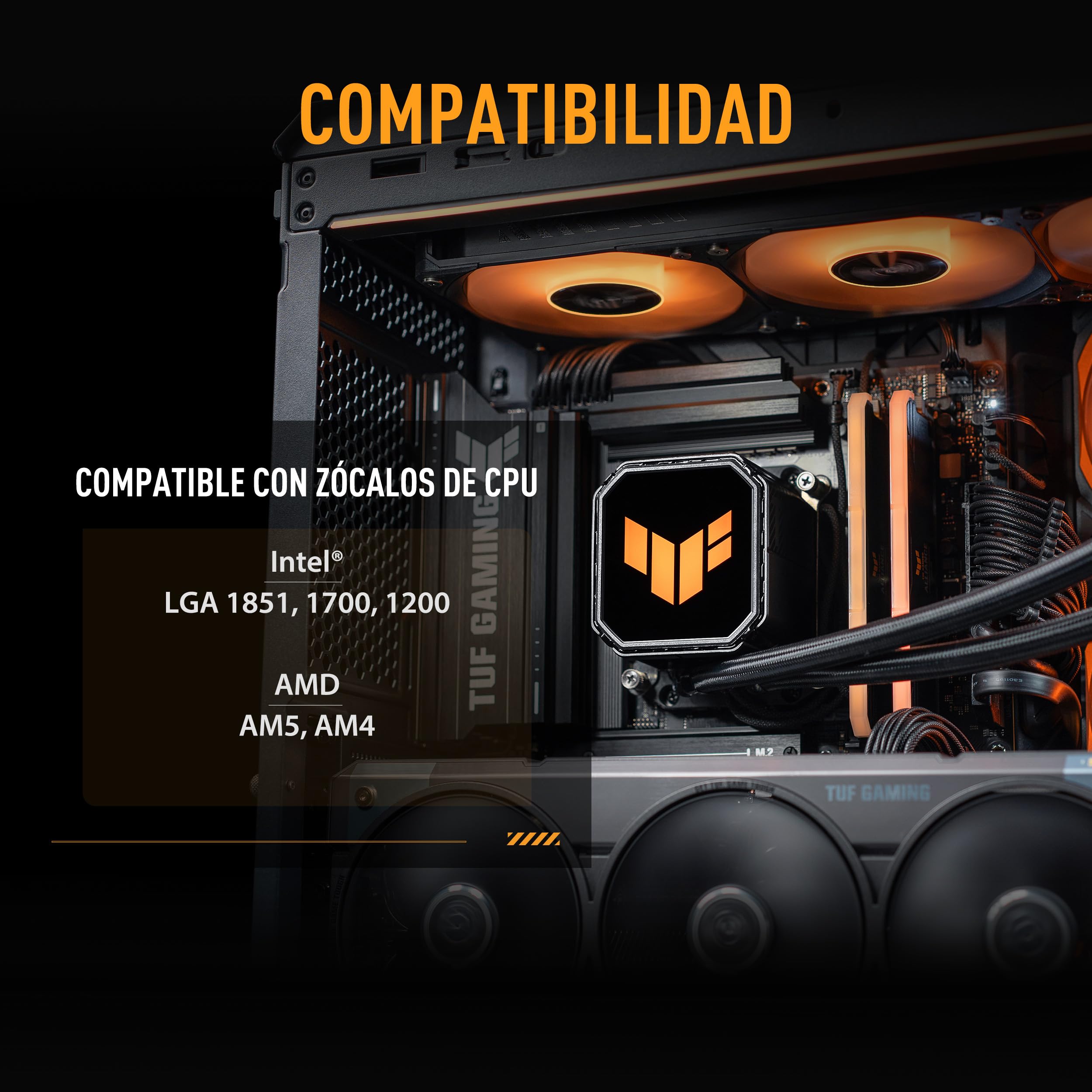 ASUS TUF Gaming LC III 360 ARGB - Sistema de refrigeración líquida todo en uno para CPU con tres ventiladores preinstalados, bomba eficiente para asegurar temperaturas de funcionamiento óptimas