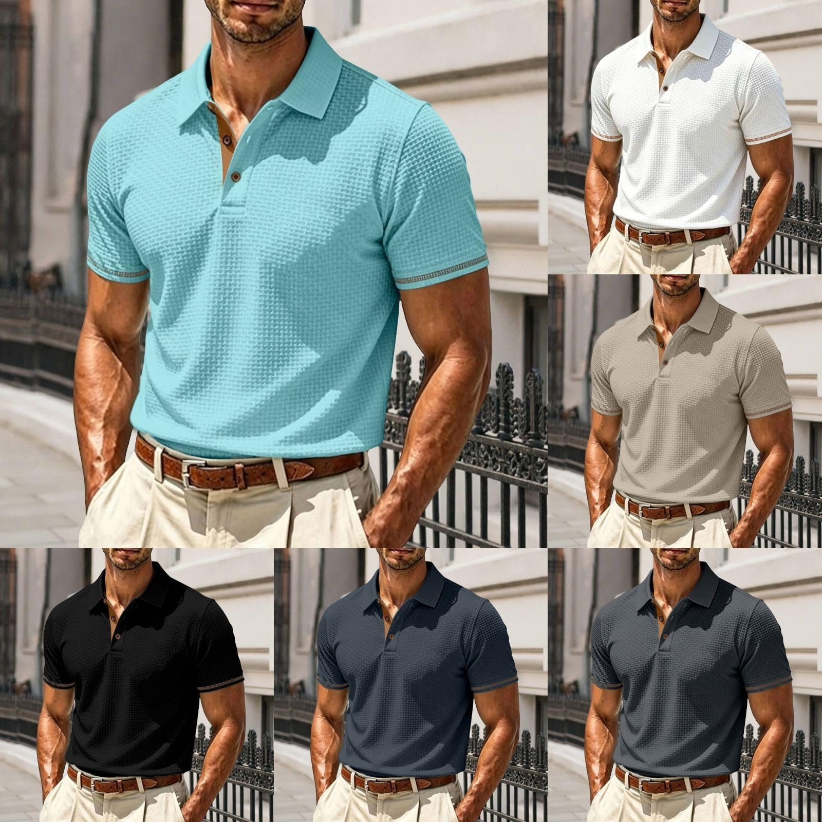 Polo da uomo a maniche corte, estiva, elasticizzata, confortevole, vestibilità regolare, traspirante, rinfrescante, setosa, ad asciugatura rapida, estiva, casual, da golf